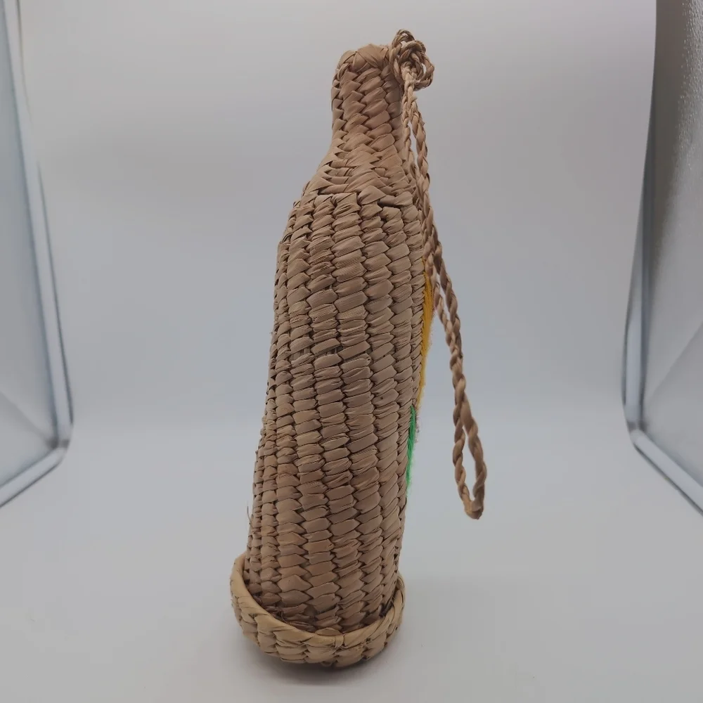 Vintage Colorful Wicker Rattan Woven Decorative Bottle Holder
